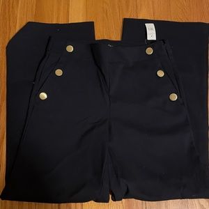 White leg with gold button dress pants